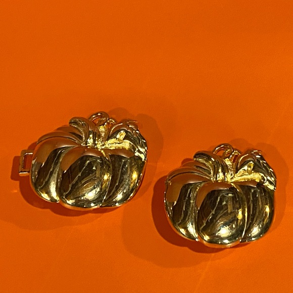 Vintage PAQUETTE Gold Tone Pumpkin 2 Piece Belt Buckle - Picture 4 of 7